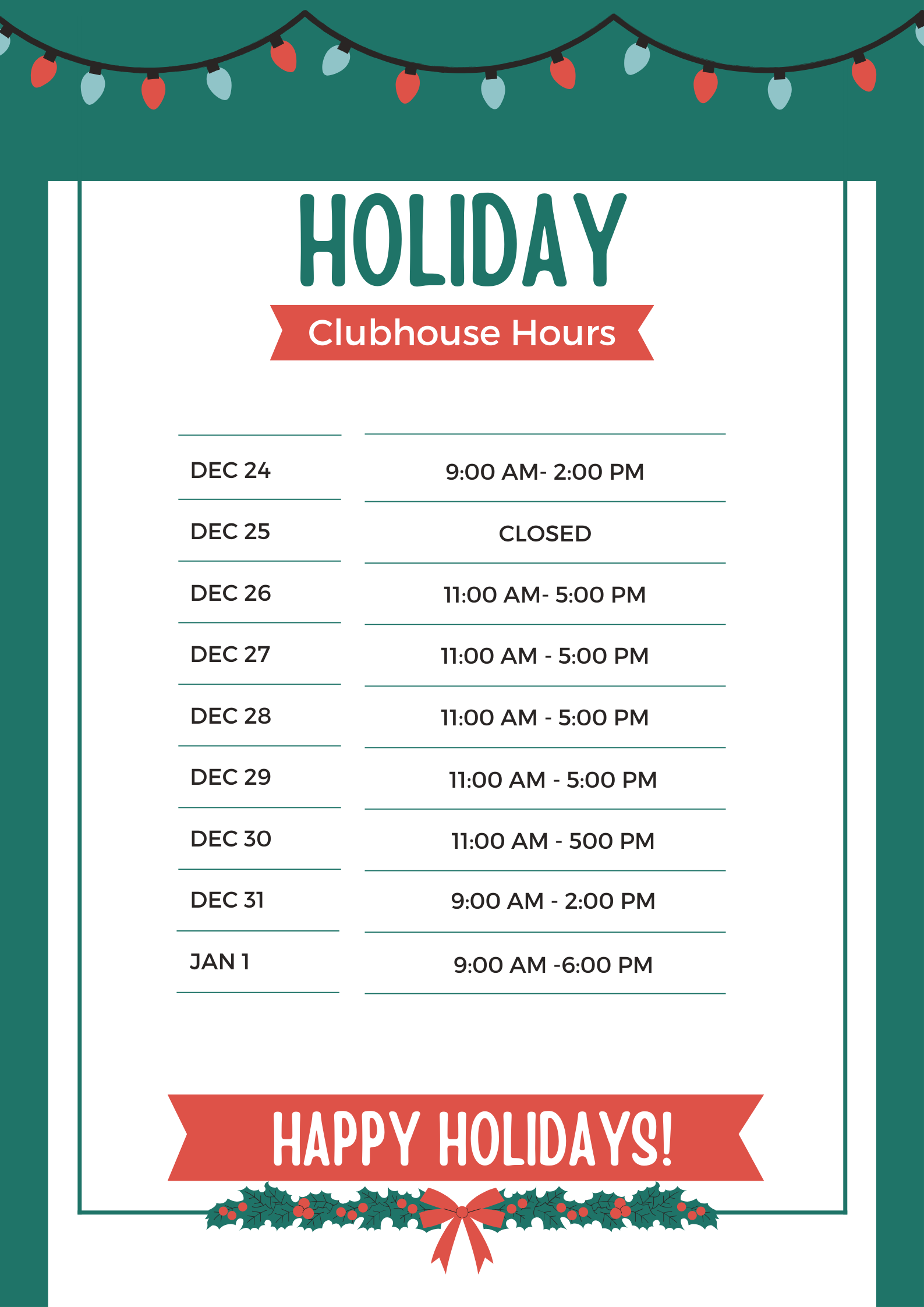 Clubhouse Hours